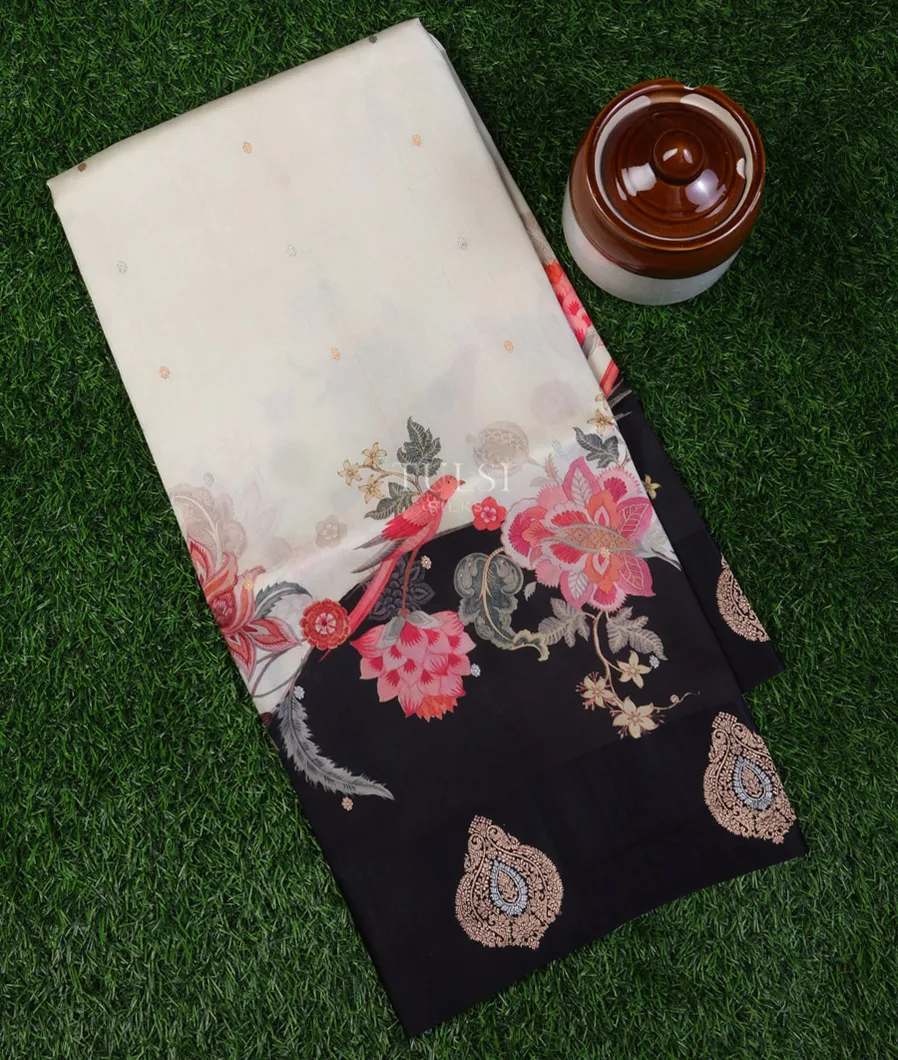 Off-White Banaras Silk Saree T692902-image