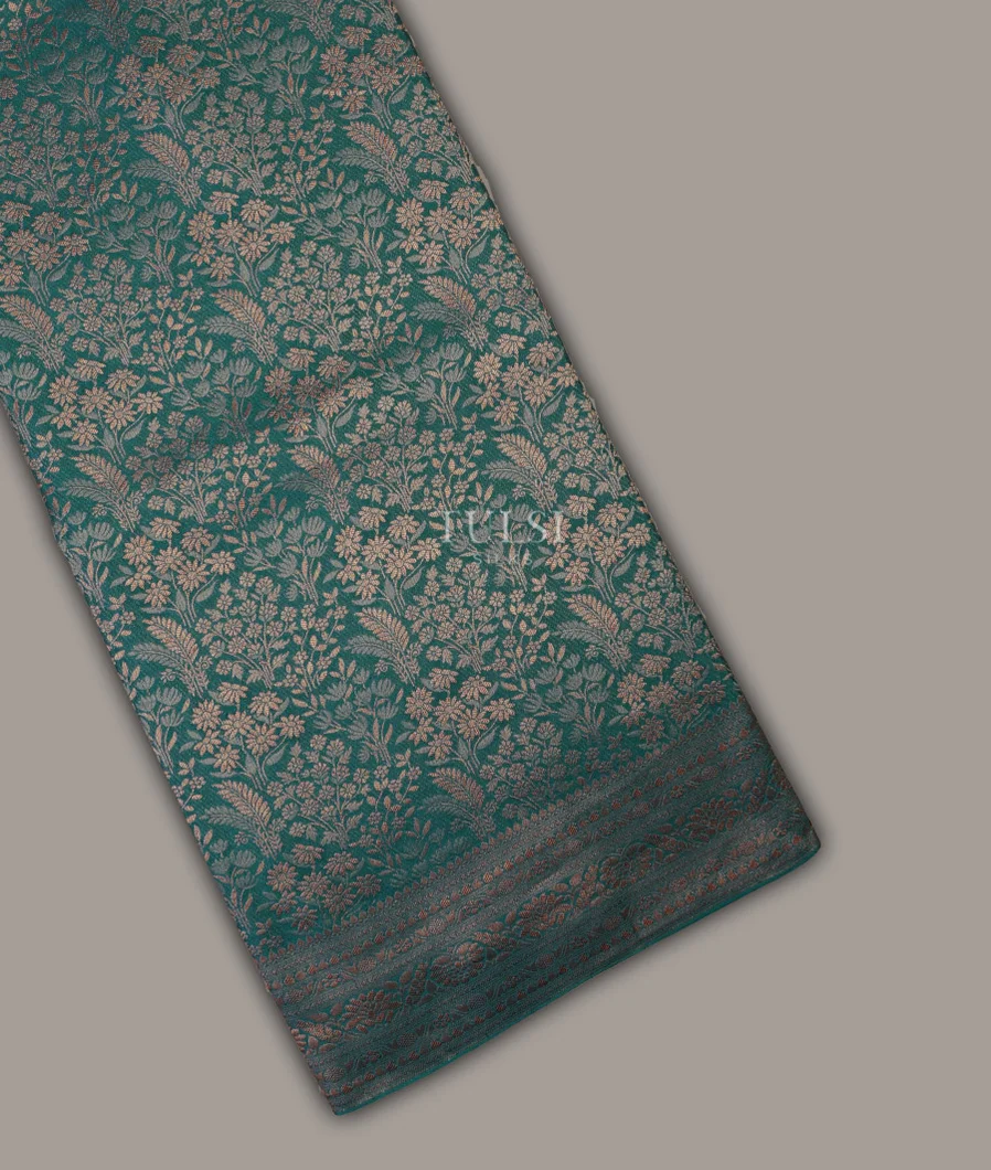 Dark Teal Green Mysore Crepe Silk Saree T692043-image