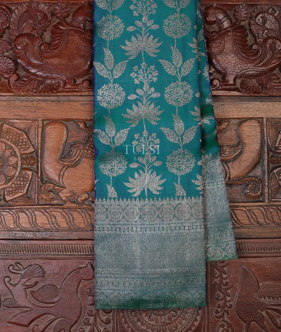 Peacock Blue Kanjivaram Silk Saree T676839-image
