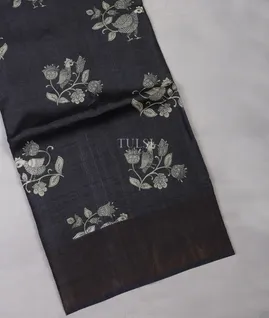 Dark Grey Tussar Printed Saree T692934-image