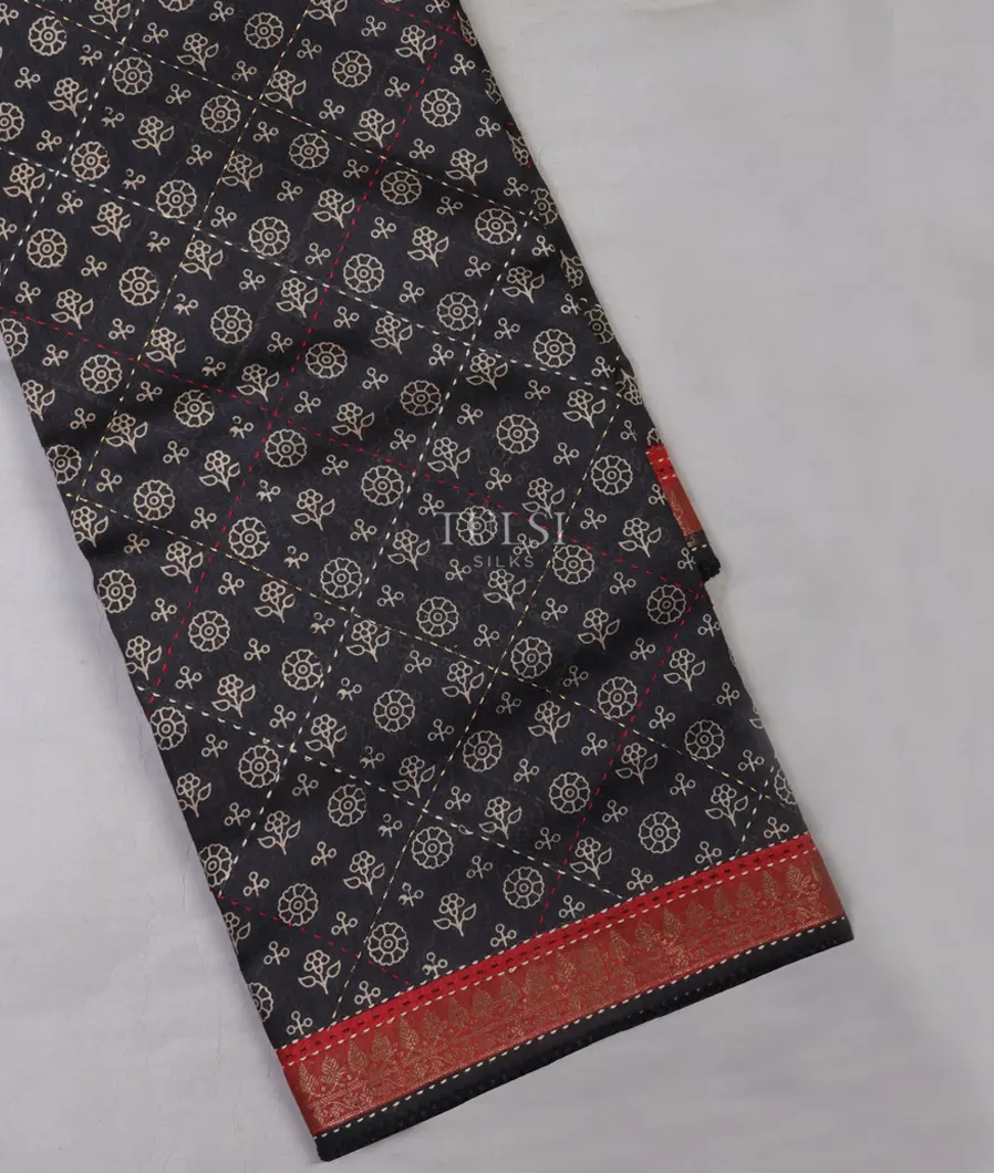 Black Tussar Printed Saree T672928-image