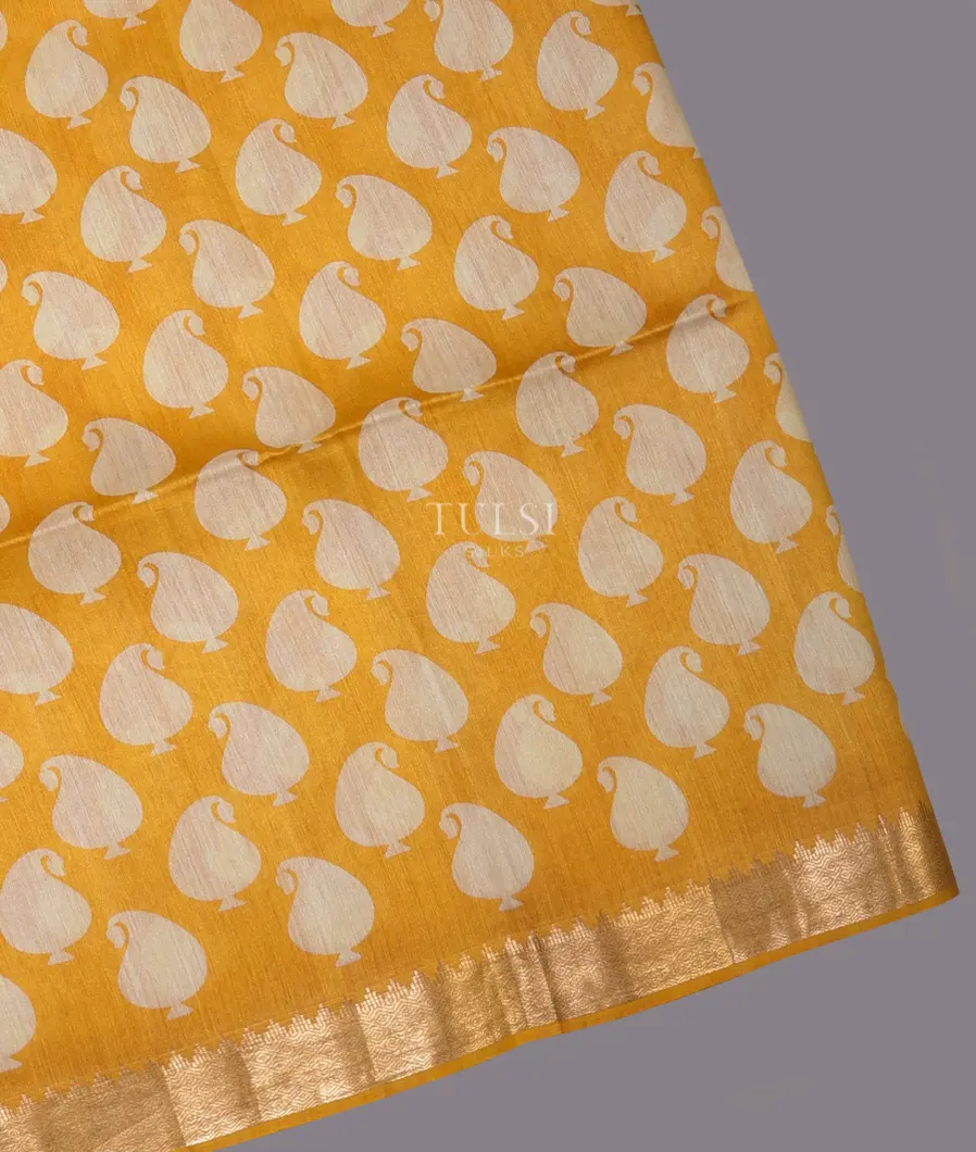 Yellow Soft Tussar Printed Saree T685005-image
