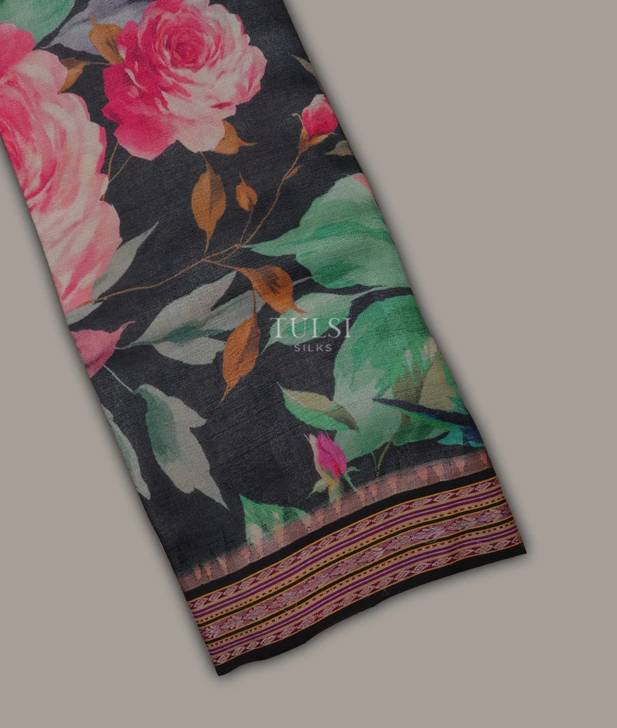 Greyish Black Vidarbha Tussar Saree T480427-image