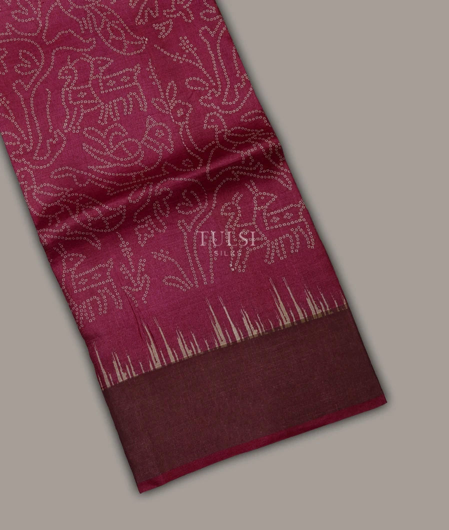 Burgundy Tussar Printed Saree T692928-image