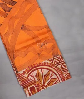Light Orange Batik Printed Silk Saree T356405-1-image