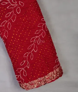 Red Bandhani Gajji Silk Saree T693734-image