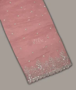 Peach Kora Crushed Tissue Organza Embroidery Saree T691356-image