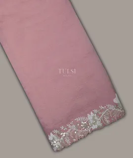 Lavender Pink Kora Crushed Tissue Organza Embroidery Saree T691344-image