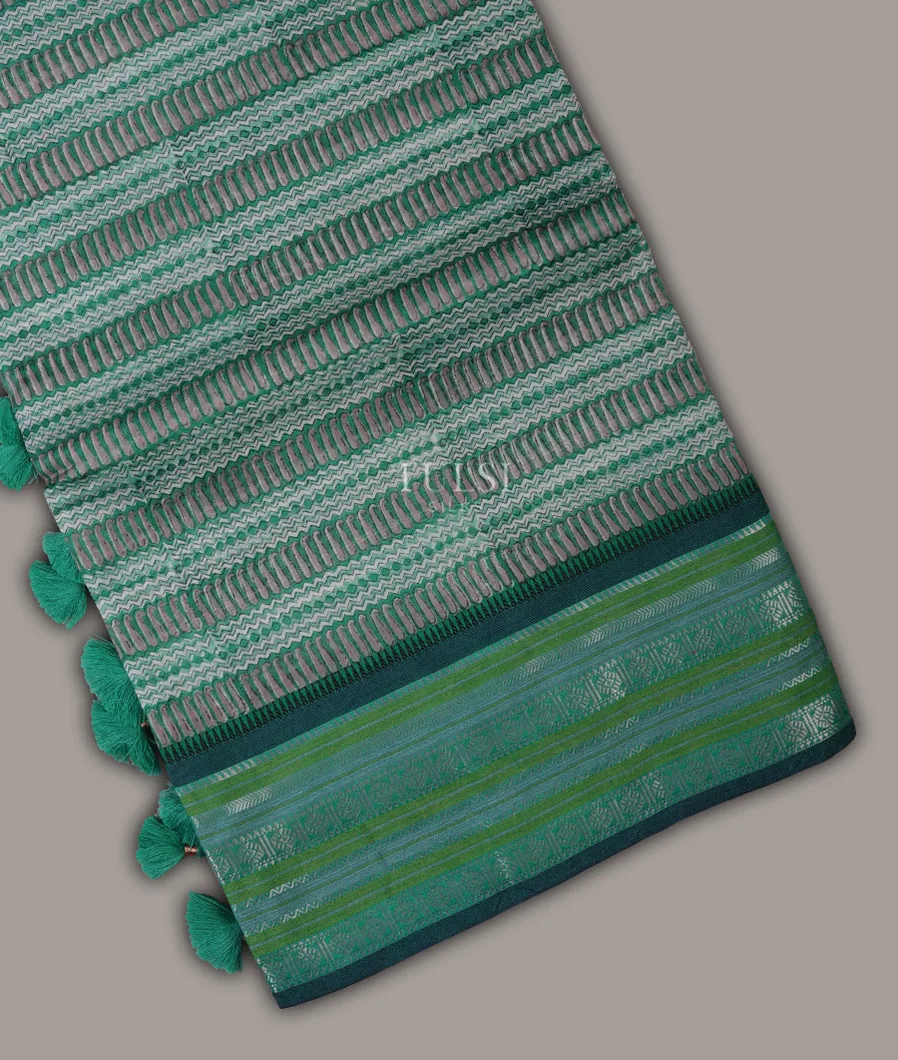 Green Printed Cotton Saree T692229-image