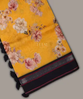 Yellow Printed Cotton Saree T689622-image