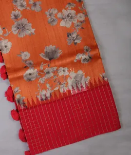 Orange Tussar Printed Saree T693837-image