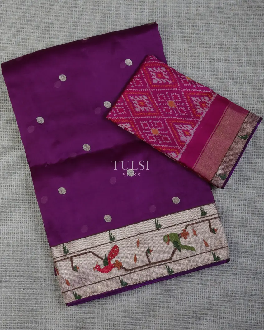 Purple Kora Organza Embroidery Saree T693578-image