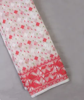 Off-White Dhakai Cotton Saree T690370-image