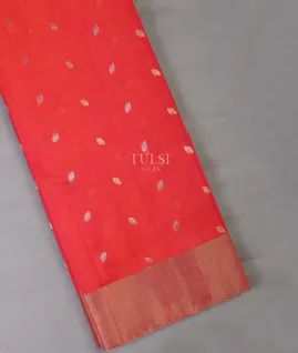 Orangish Pink Silk Cotton Saree T692687-image