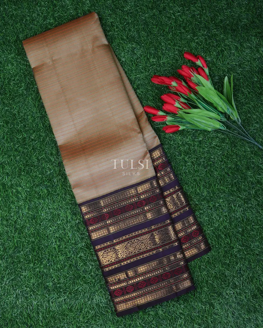 Dark Beige Kanjivaram Silk Saree T694091-image
