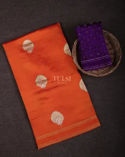 Orange Banaras Silk Saree T694290-image