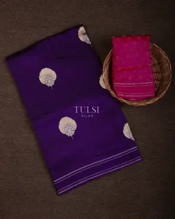 Purple Banaras Silk Saree T694287-image