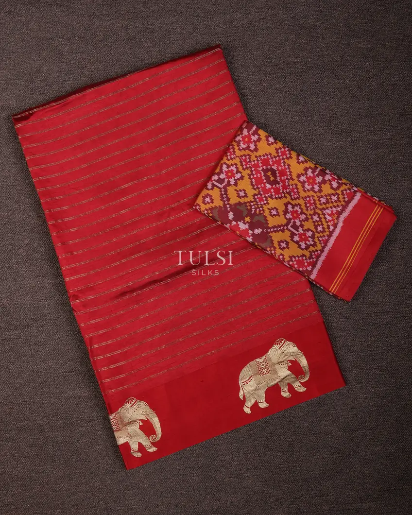 Red Banaras Silk Saree T694257-image