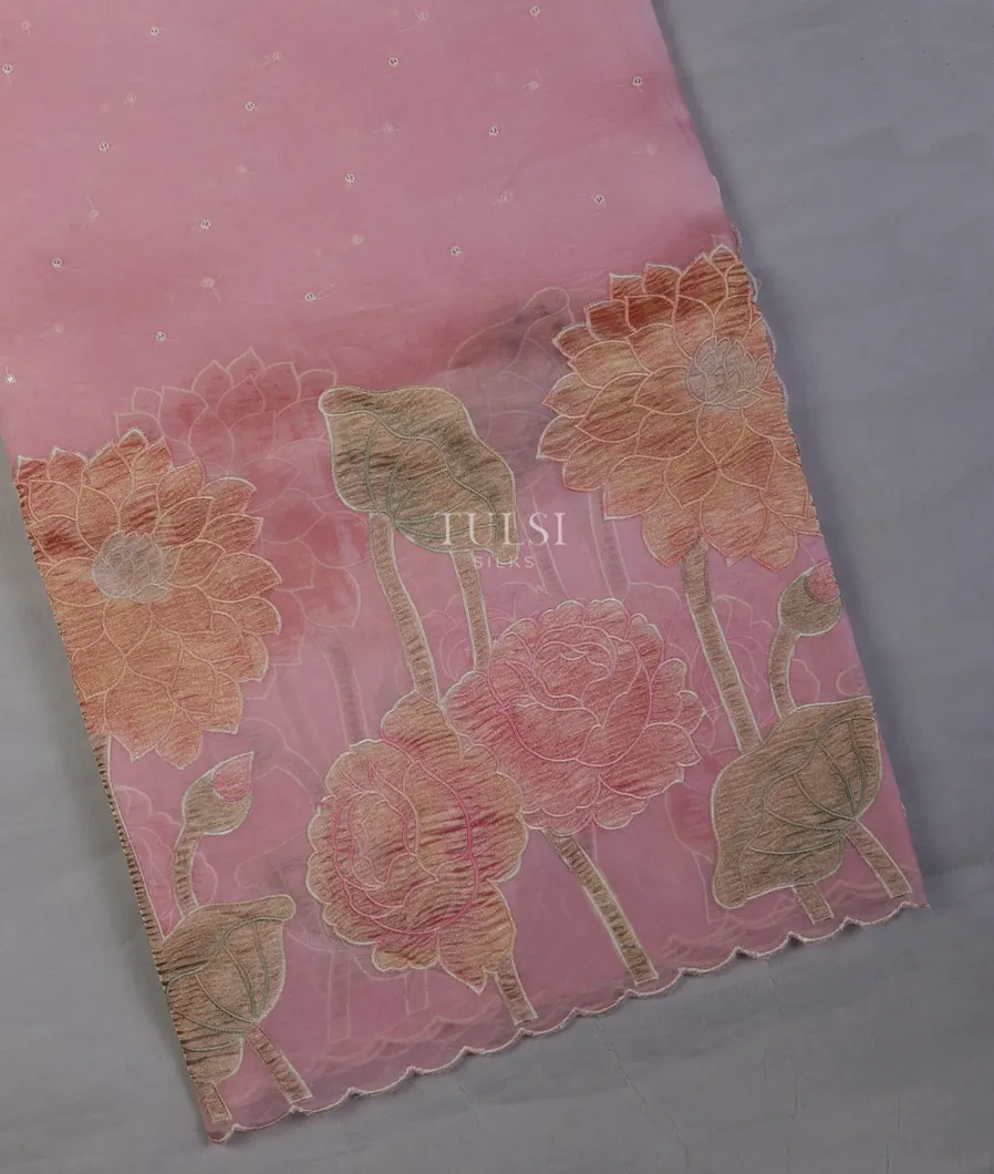 Pink Kora Organza Embroidery Saree T689571-image