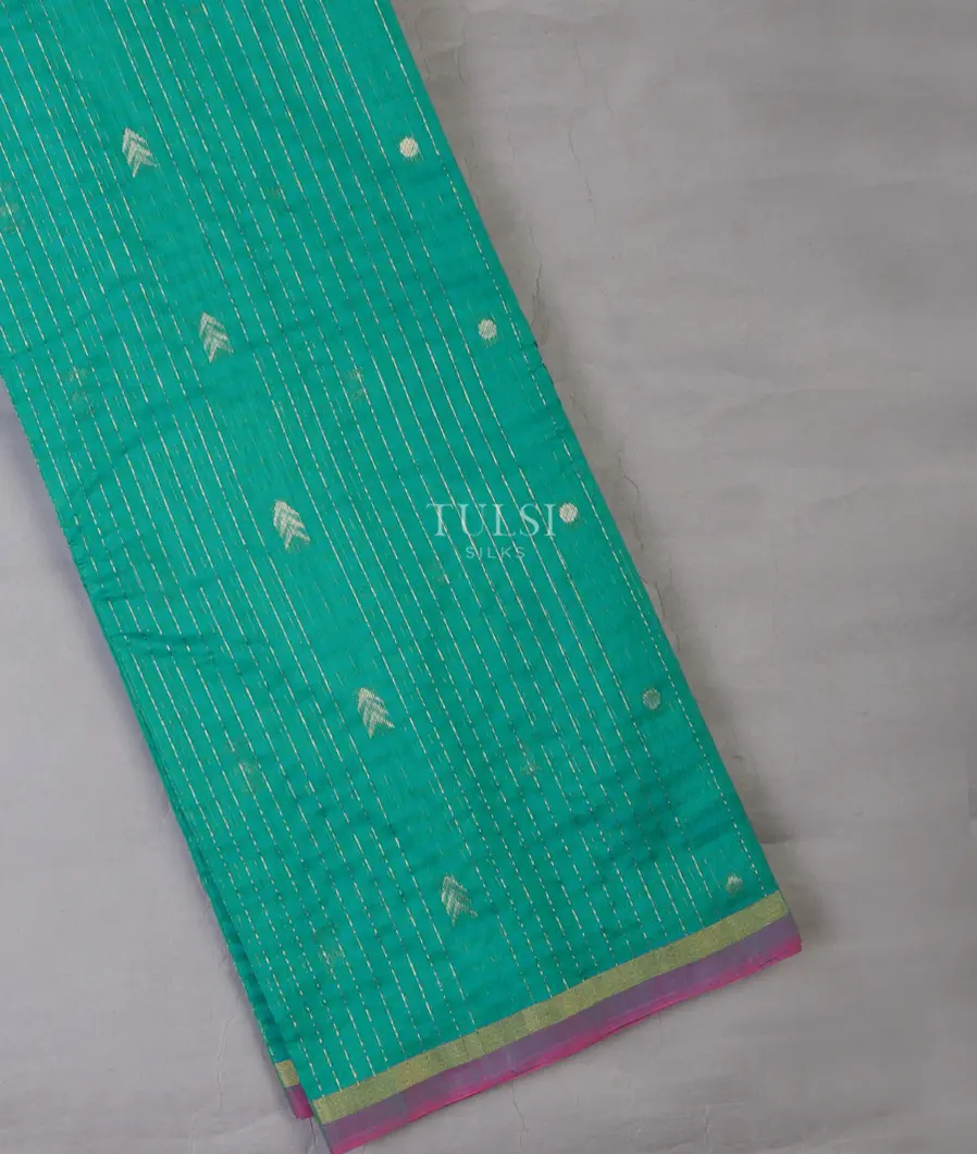 Greenish Blue Silk Cotton Saree T692668-image