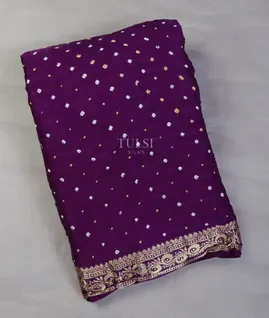 Purple Bandhani Gajji Silk Saree T693757-image