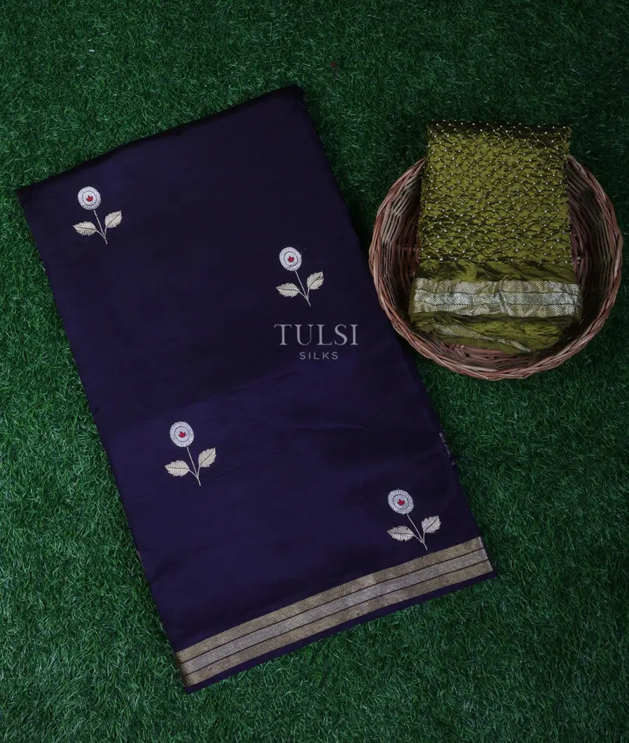 Blue Banaras Silk Saree T694286-image