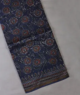 Blue Printed Cotton Saree T694000-image