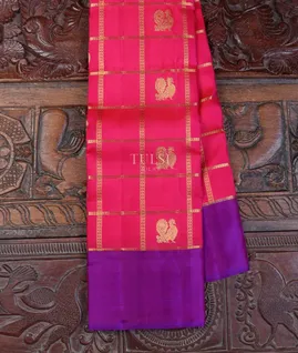 Reddish Pink Kanjivaram Silk Saree T694710-image