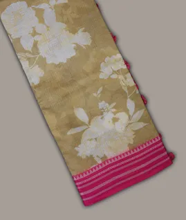 Khaki Mercerised Cotton Saree T687029-image