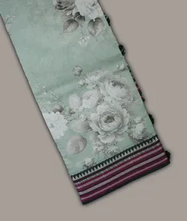 Greyish Blue Mercerised Cotton Saree T687032-image