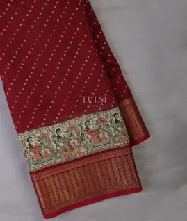 Maroon Printed Cotton Saree T691034-image