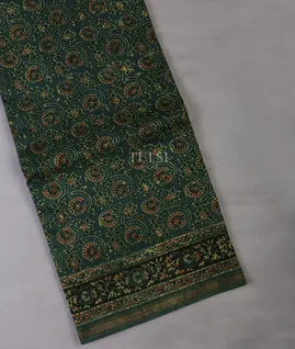 Green Printed Cotton Saree T694006-image