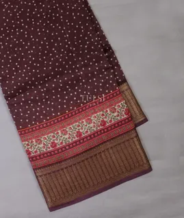 Purplish Brown Printed Cotton Saree T691033-image