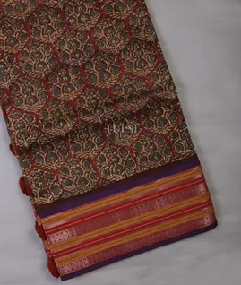 Maroon Printed Cotton Saree T692252-image