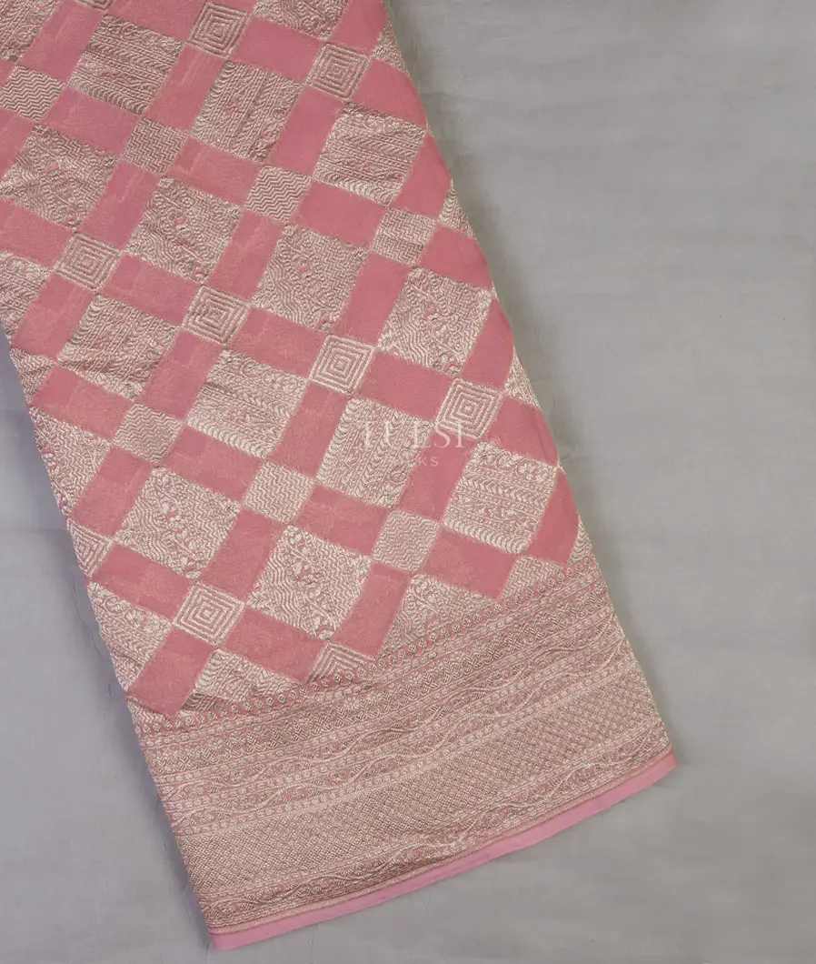 Pink Banaras Georgette Silk Saree T595819-image