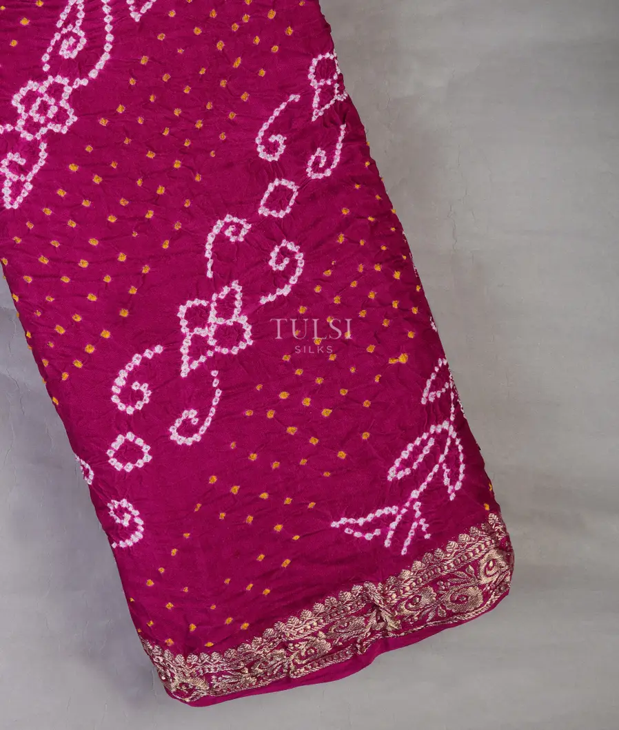 Dark Pink Bandhani Gajji Silk Saree T693735-image