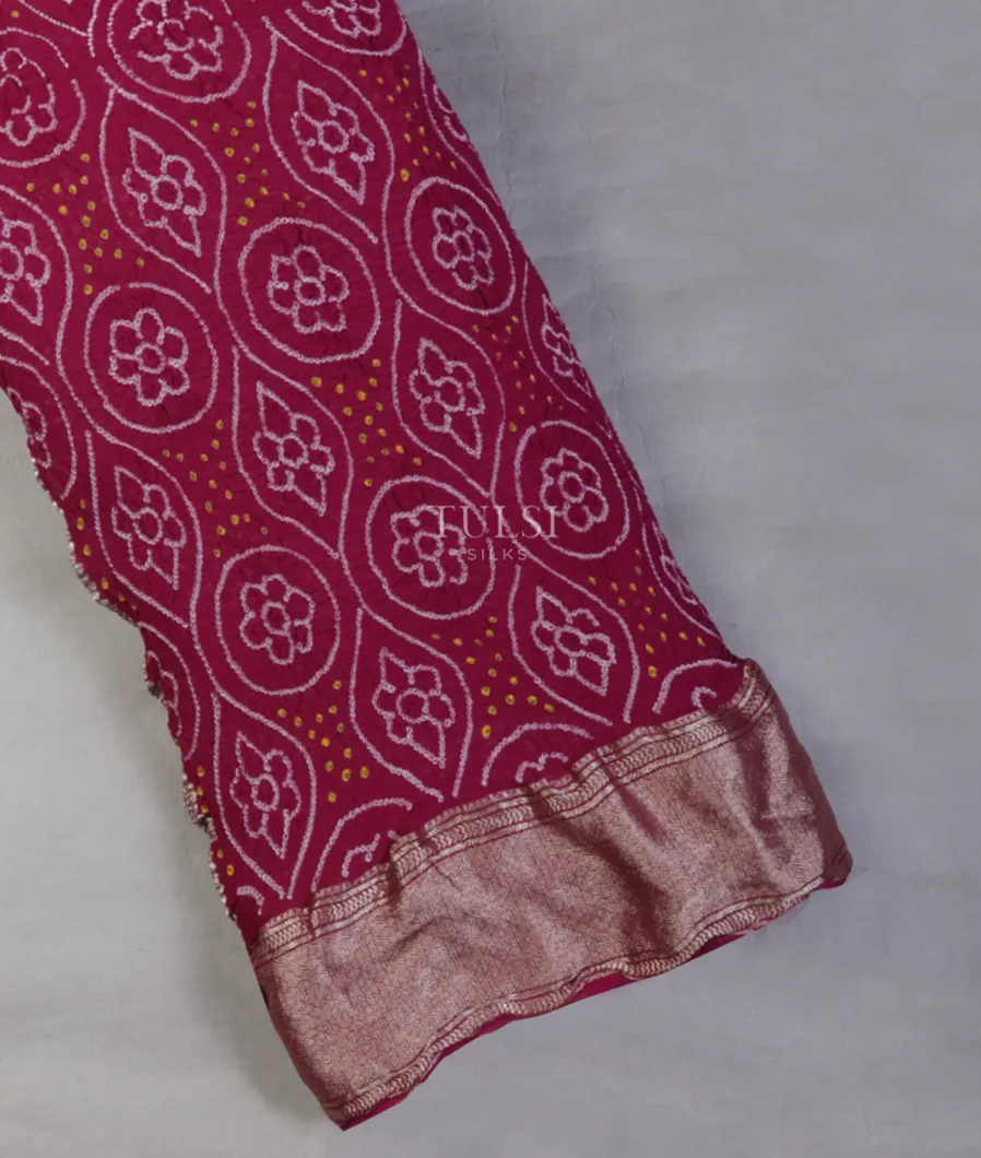 Reddish Pink Bandhani Gajji Silk Saree T695910-image