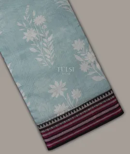 Light Blue Mercerised Cotton Saree T684966-image
