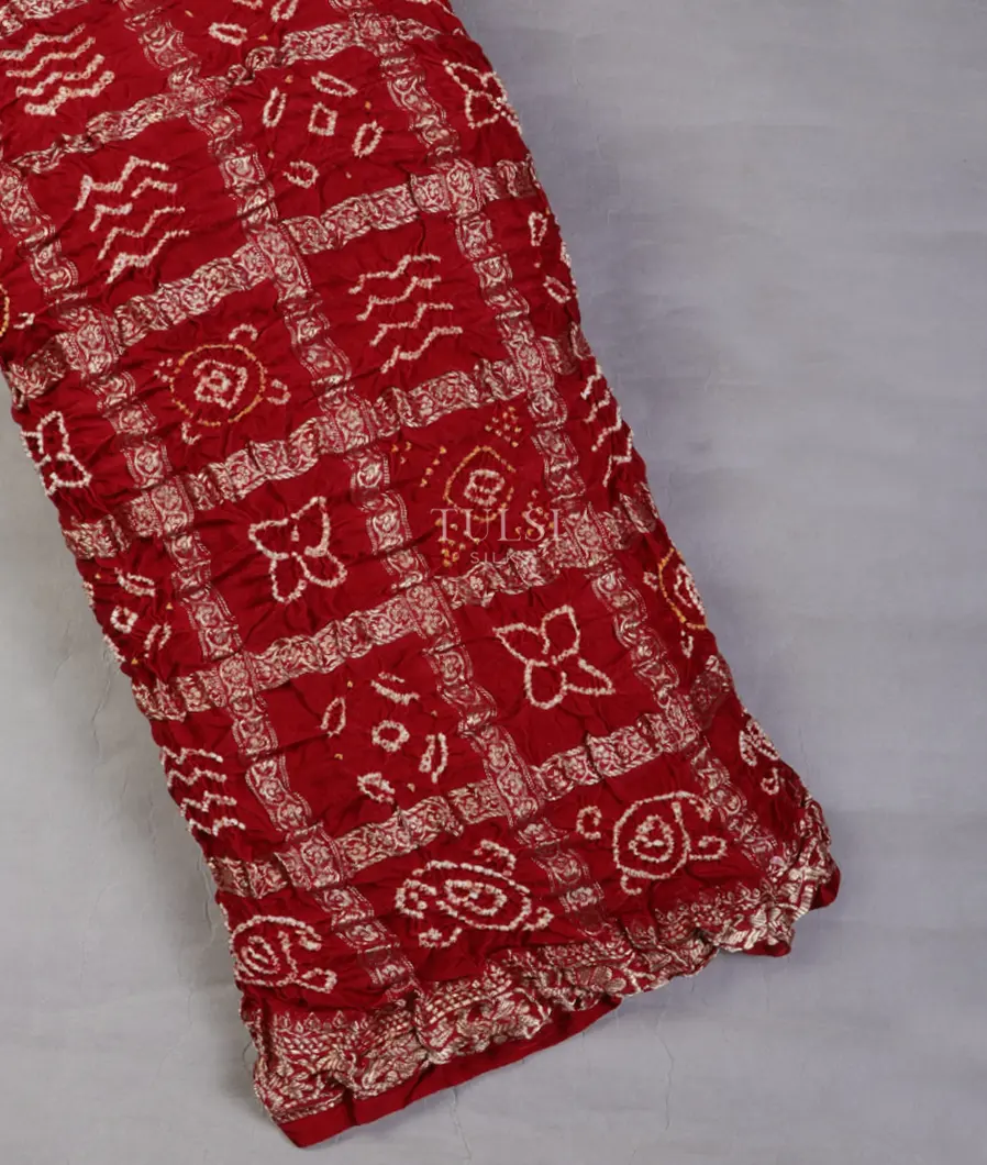 Red Bandhani Gajji Silk Saree T693725-image