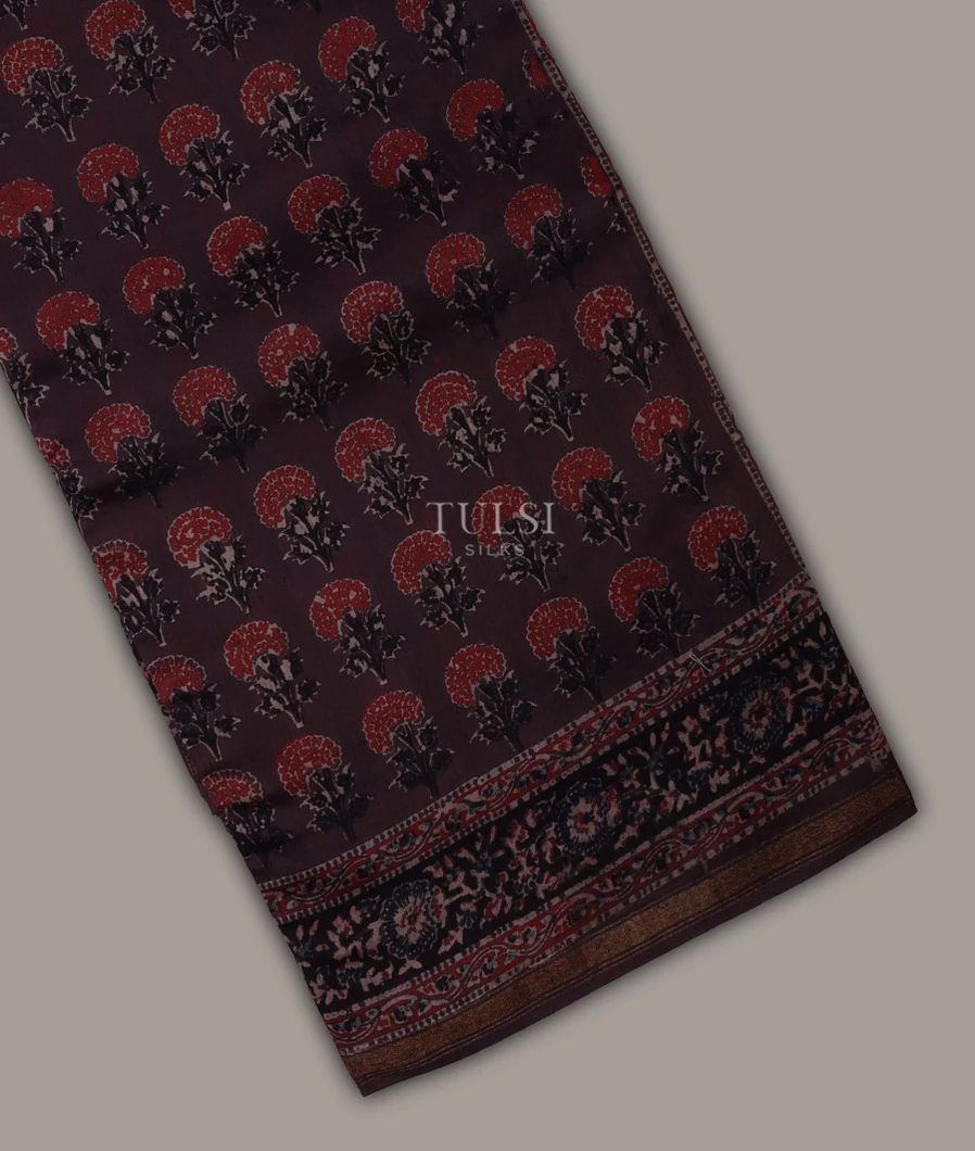 Brown Printed Cotton Saree T694009-image