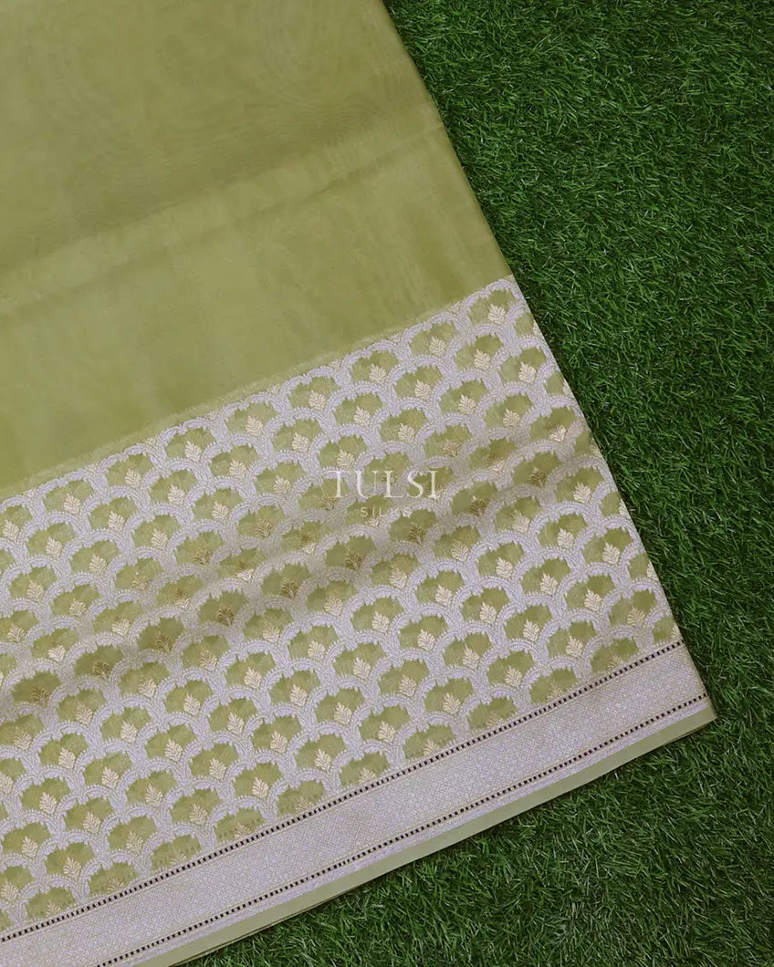 Light Green Banaras Organza Saree T694331-image