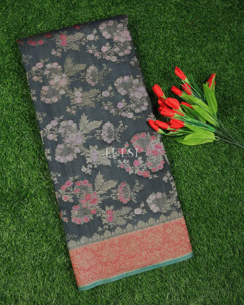 Grey Banaras Tussar Georgette Saree T594190-image