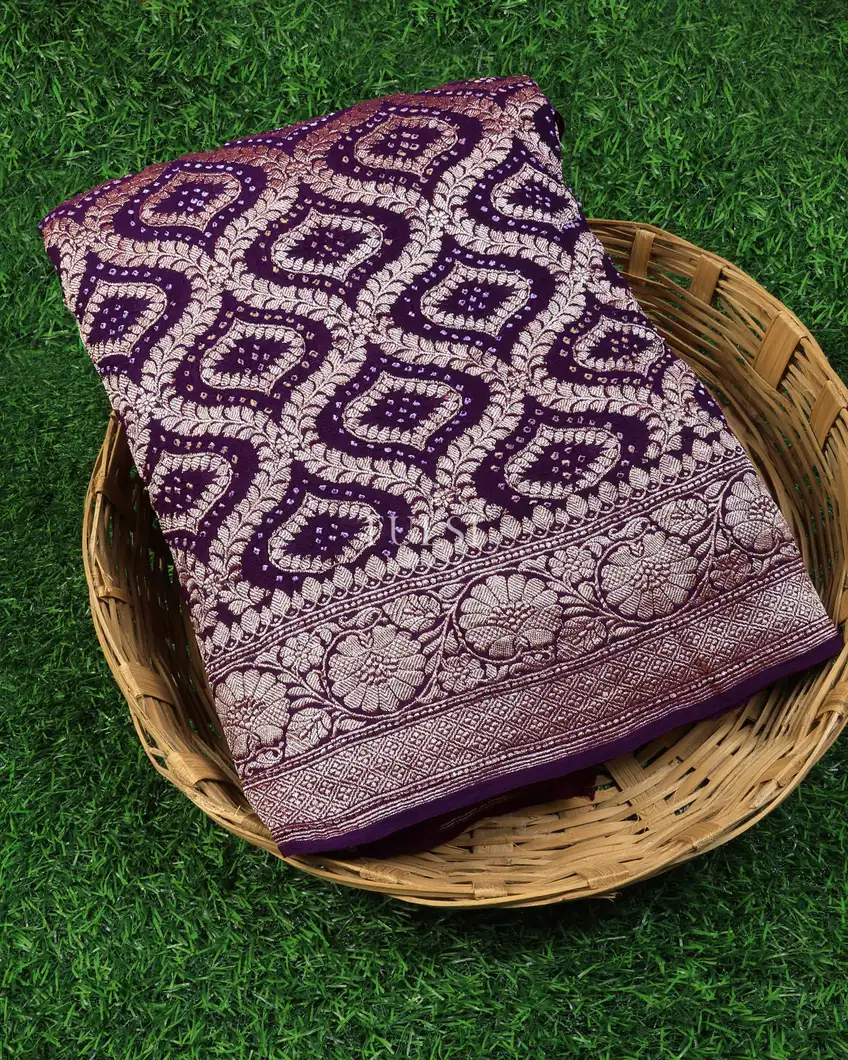 Purple Bandhani Georgette Silk Saree T693756-image