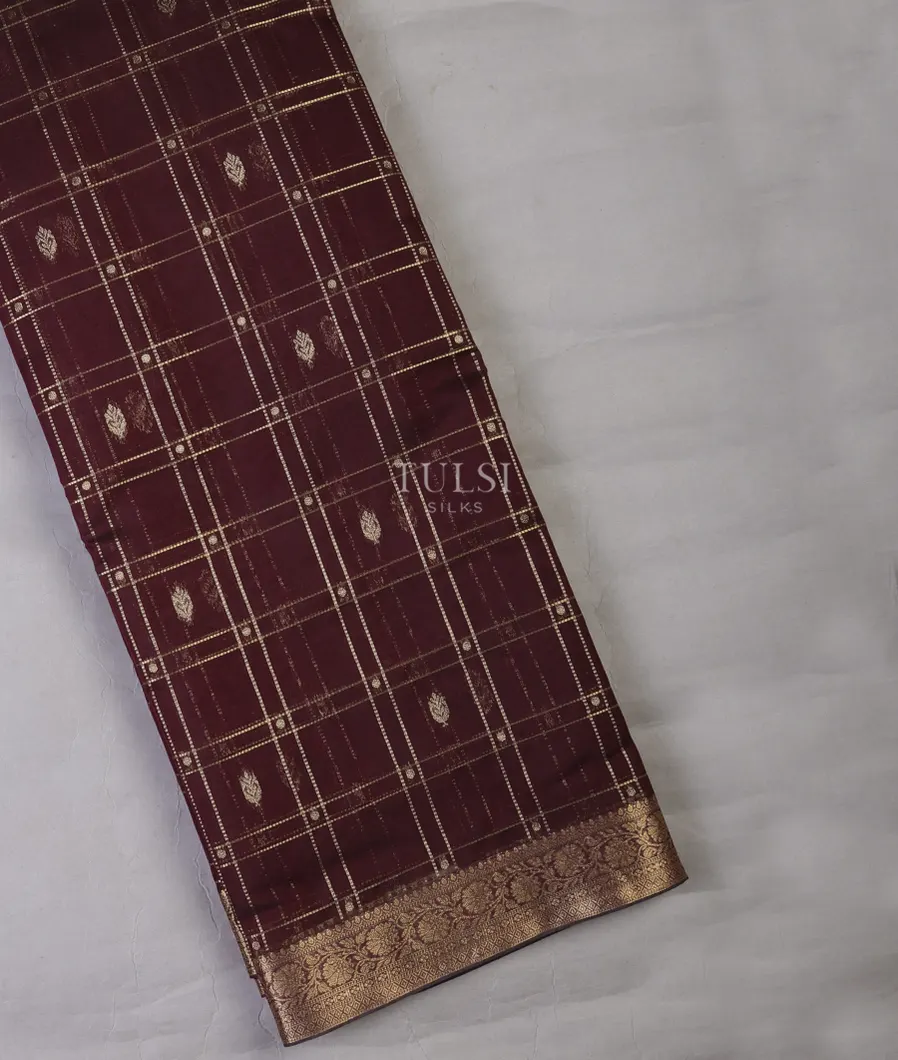 Deep Brown Silk Cotton Saree T692656-image