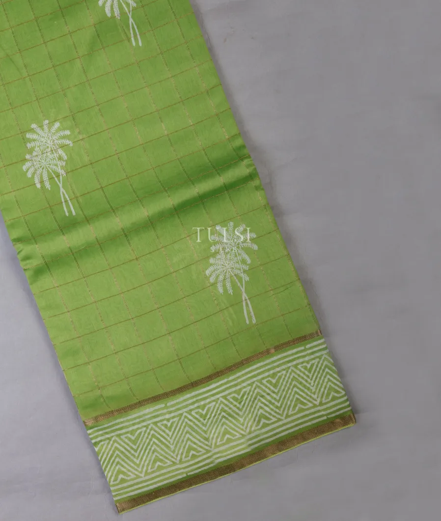 Green Printed Cotton Saree T693900-image