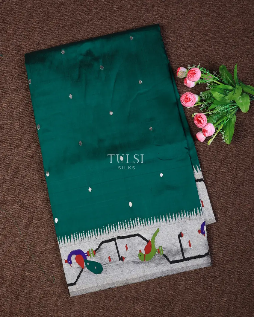Teal Blue Paithani Silk Saree T664090-1-image