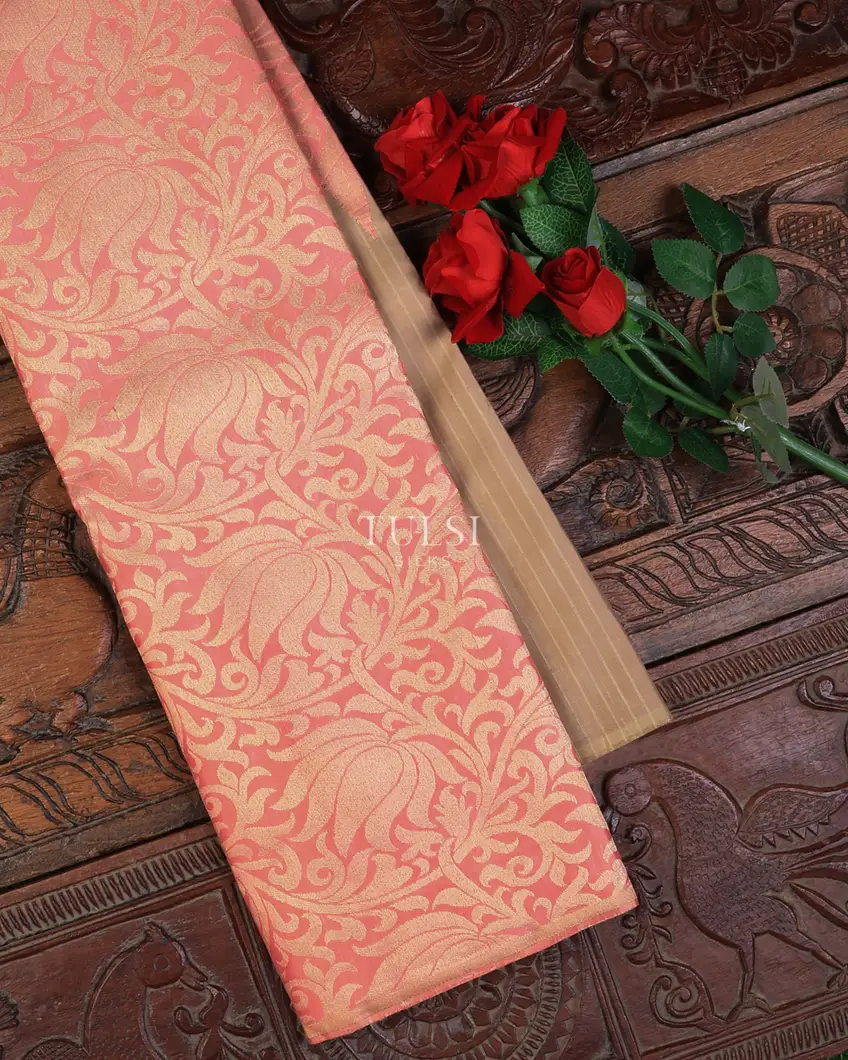 Pink and Beige Kanjivaram Silk Saree T697701-image