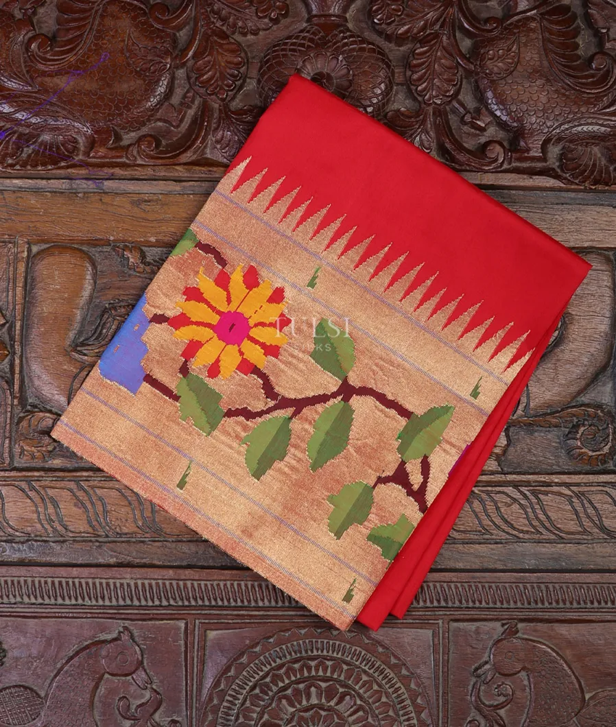 Red Paithani Silk Blouse T691130-image