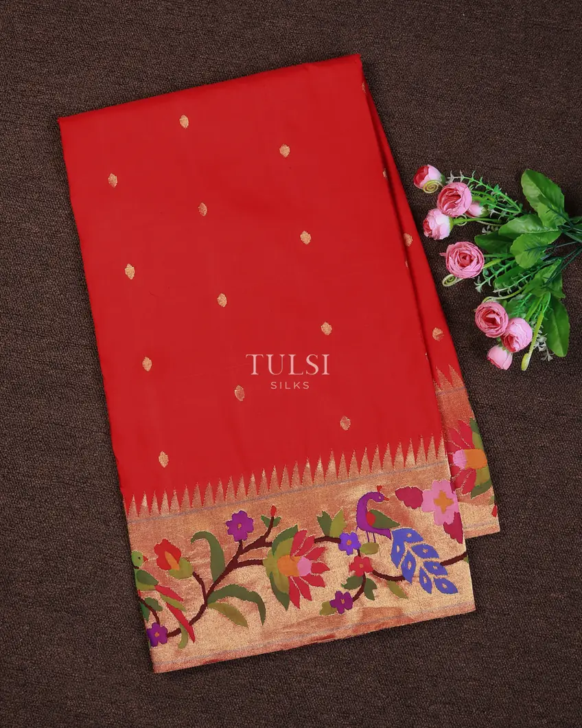 Red Paithani Silk Saree T692785-image