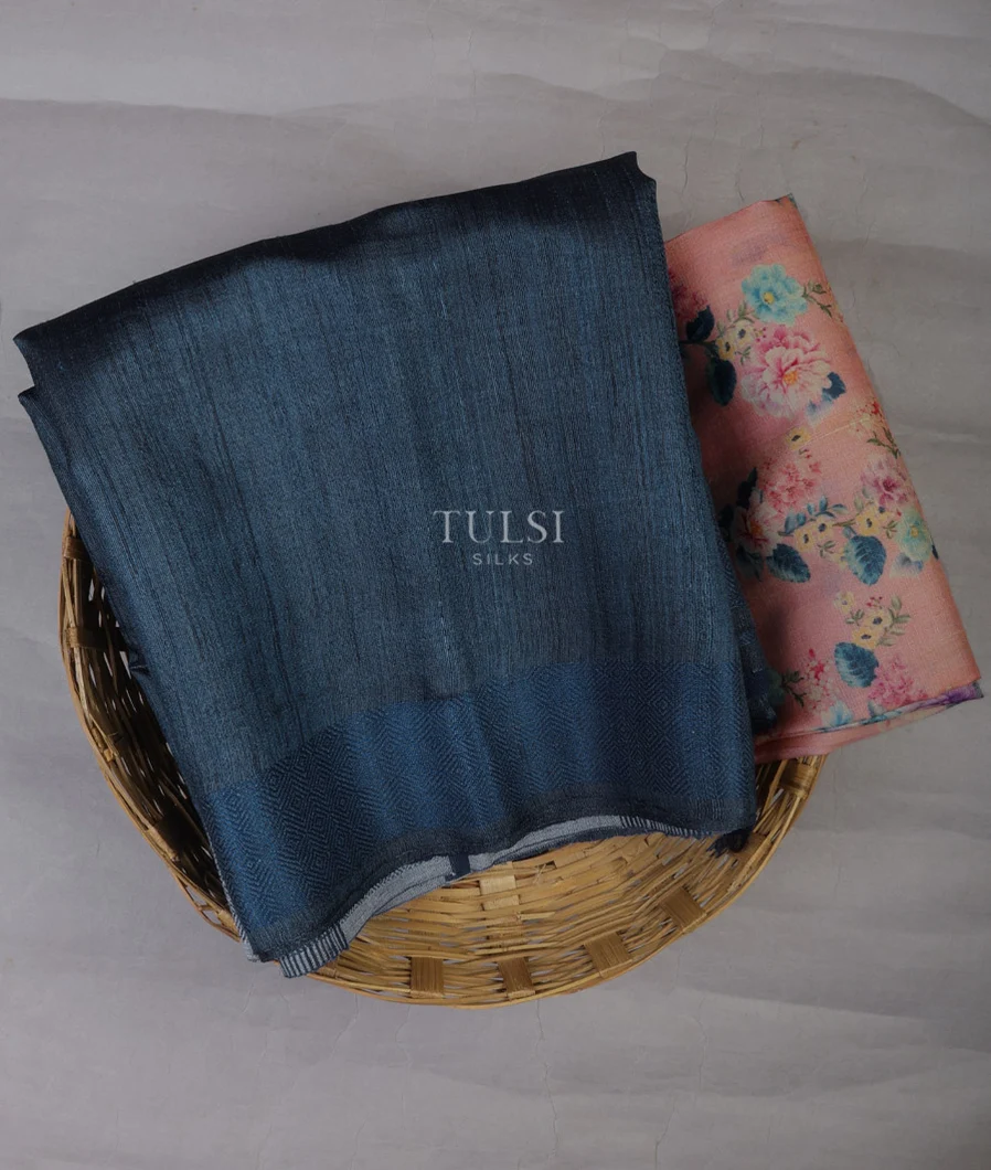Blue Handwoven Tussar Saree T659207-image